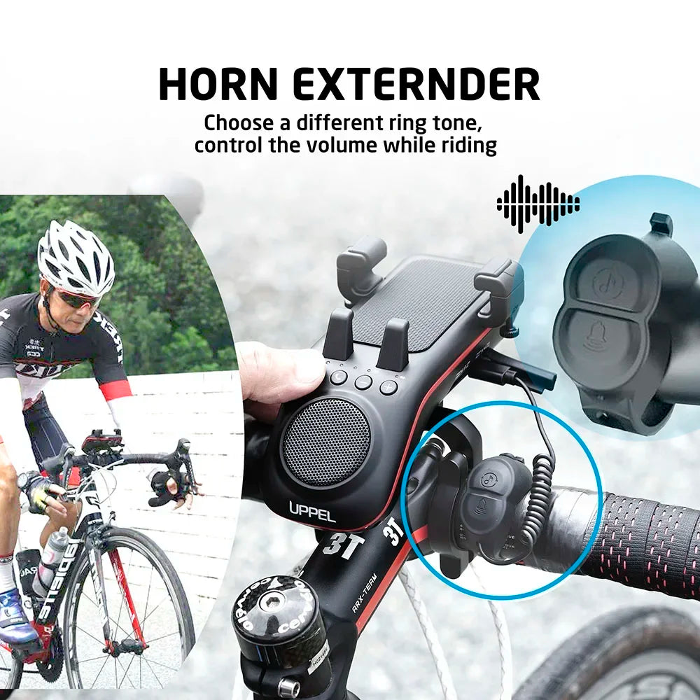 UPPEL 10 in 1 Bike Light 5000mAh Rechargeable Front Lamp Bicycle Phone Holder with Bluetooth Speaker Cycling Bell Accessories
