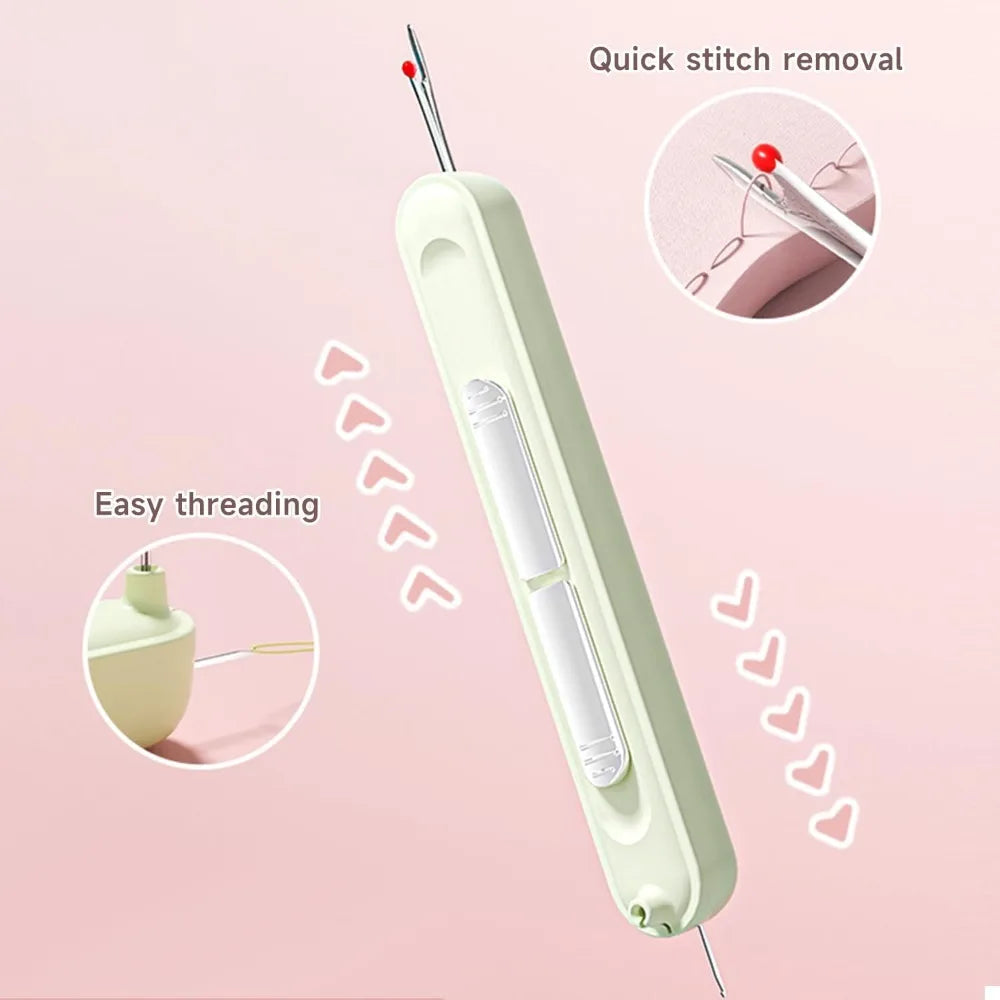 2 in 1 Needle Threader Seam Ripper, Multi-function Needle Threader and Thread Remover Tool for Hand Sewing, Knitting, Embroidery