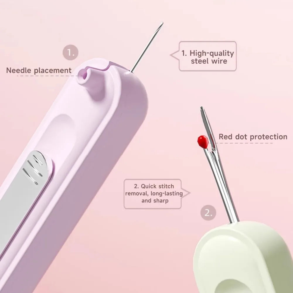 2 in 1 Needle Threader Seam Ripper, Multi-function Needle Threader and Thread Remover Tool for Hand Sewing, Knitting, Embroidery