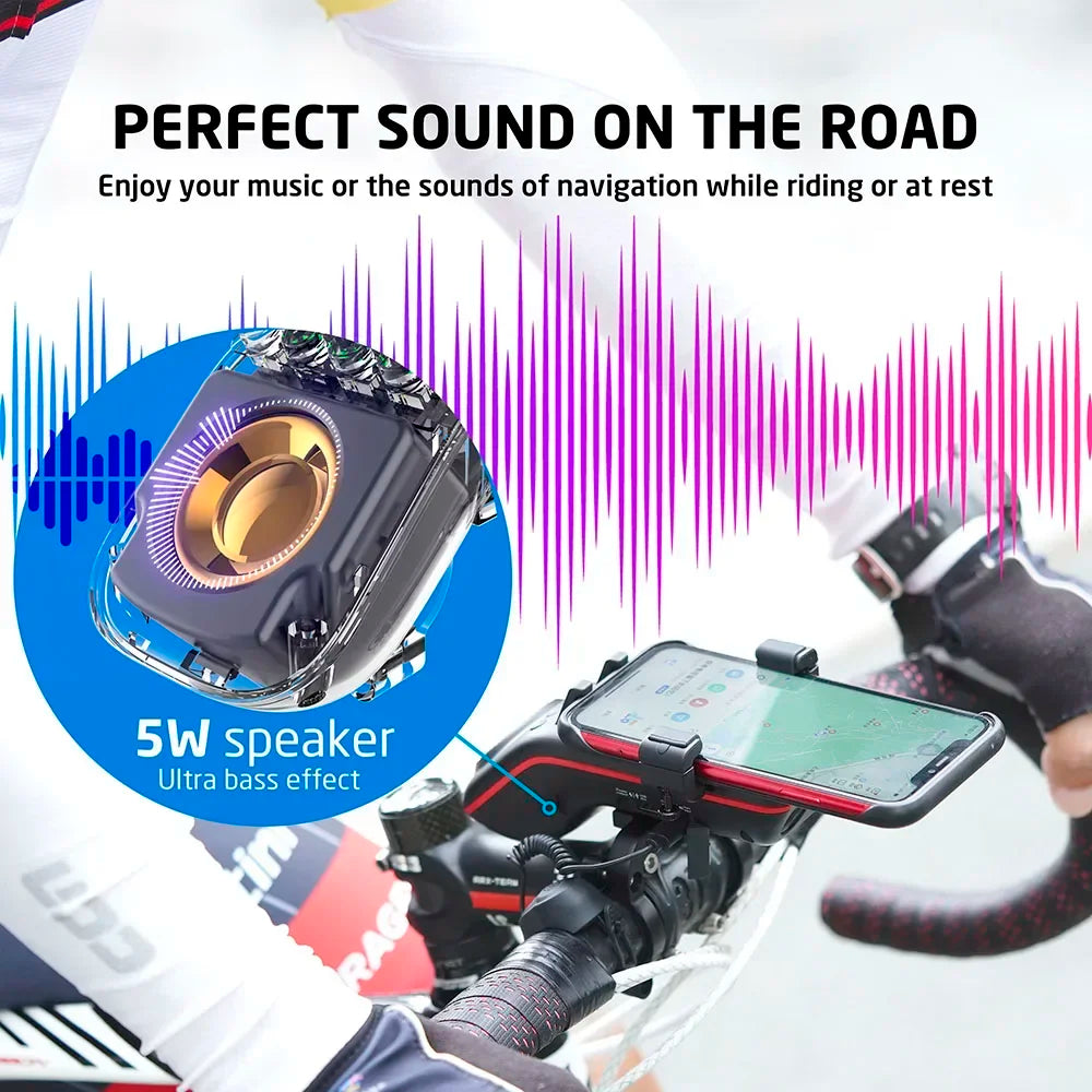 UPPEL 10 in 1 Bike Light 5000mAh Rechargeable Front Lamp Bicycle Phone Holder with Bluetooth Speaker Cycling Bell Accessories