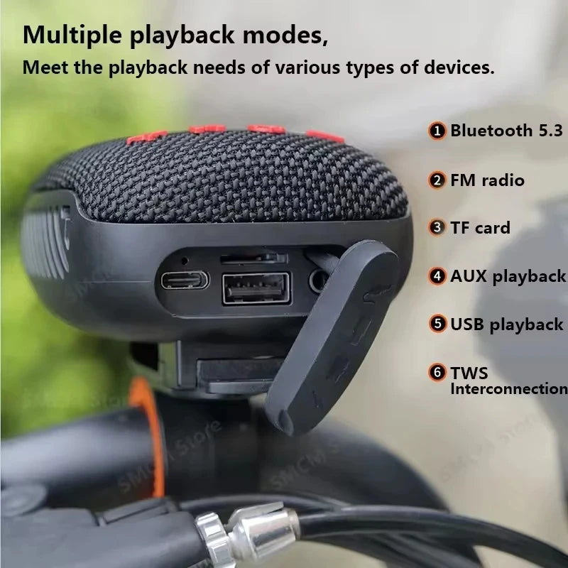 Wireless Portable Bluetooth Speaker Radio FM Subwoofer Waterproof Mini Sound Box Music Bass Small Caixa De Som Bicycle Bike Mp3